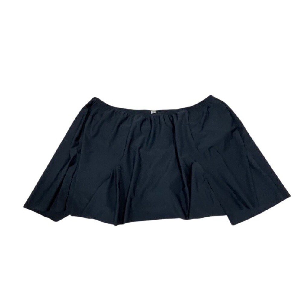 Catherines Swim Skirt Skort Womens Plus 2X Black Pleated Built-In Briefs sku653